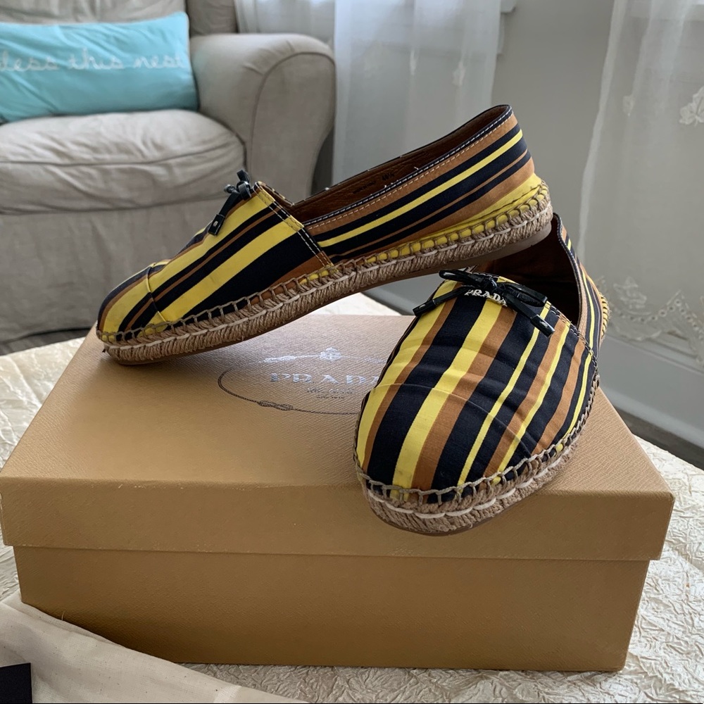 Prada espadrilles in black/brown/yellow stripes